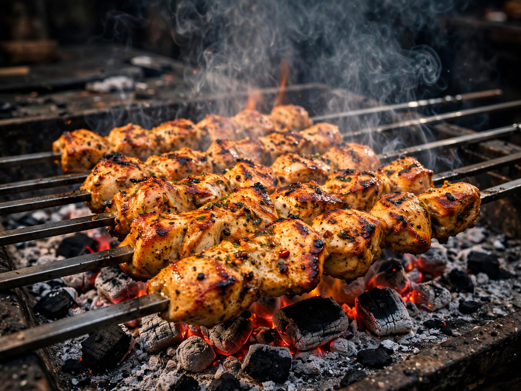 Chicken tikka boti charcoal-grilled with yoghurt-spice marinade and lemon